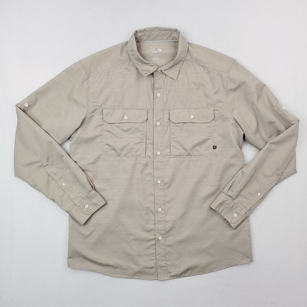 Mountain Hardwear Shirt Mens‎ Large Khaki Beige Vented Breathable Outdoor